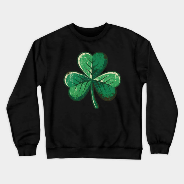 Vintage Shamrock Clover Leaf Lucky Charm Crewneck Sweatshirt by Creatifly Graphic Tees