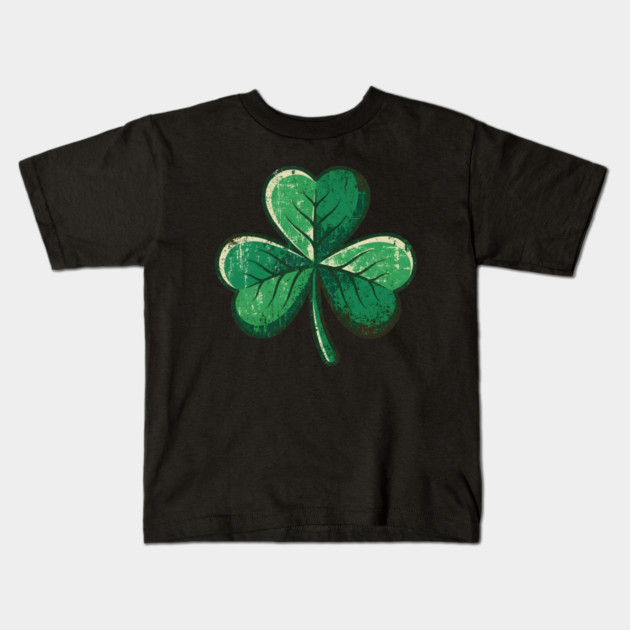 Vintage Shamrock Clover Leaf Lucky Charm Kids T-Shirt by Creatifly Graphic Tees
