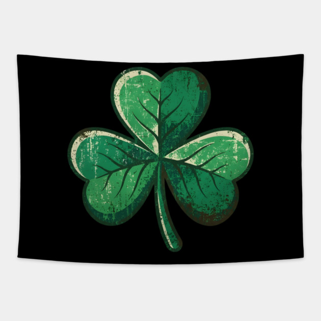 Vintage Shamrock Clover Leaf Lucky Charm Tapestry by Creatifly Graphic Tees