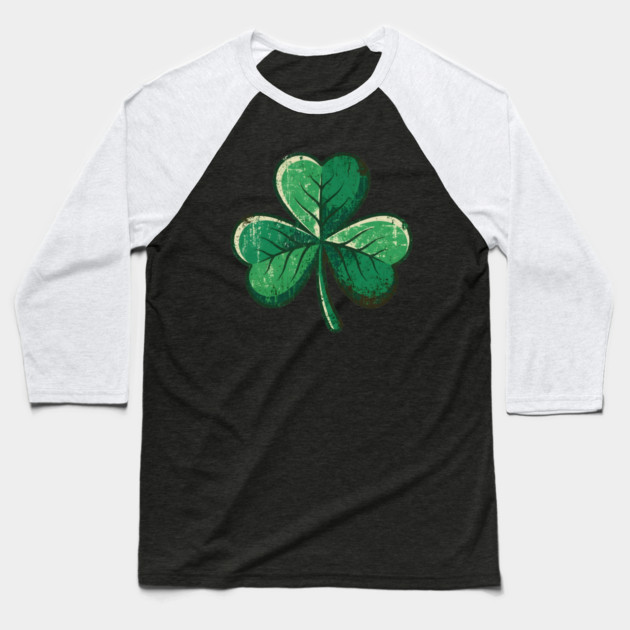 Vintage Shamrock Clover Leaf Lucky Charm Baseball T-Shirt by Creatifly Graphic Tees