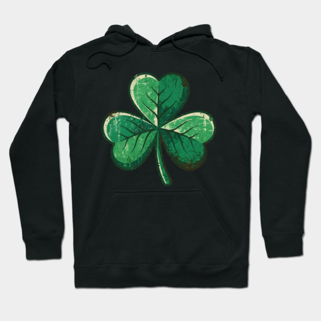 Vintage Shamrock Clover Leaf Lucky Charm Hoodie by Creatifly Graphic Tees