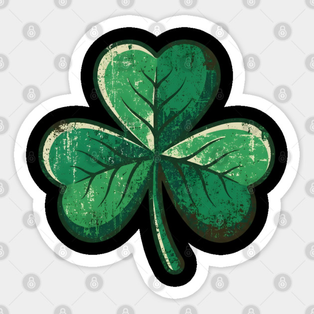 Vintage Shamrock Clover Leaf Lucky Charm Sticker by Creatifly Graphic Tees