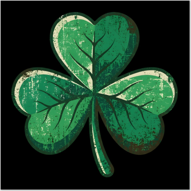 Vintage Shamrock Clover Leaf Lucky Charm Wall Art by Creatifly Graphic Tees