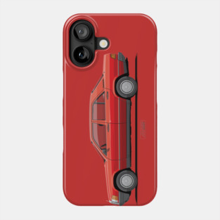 190E W201 Signal Red – Classic 1980s German Sedan Illustration Phone Case