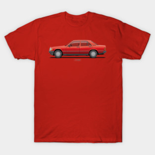 190E W201 Signal Red – Classic 1980s German Sedan Illustration T-Shirt