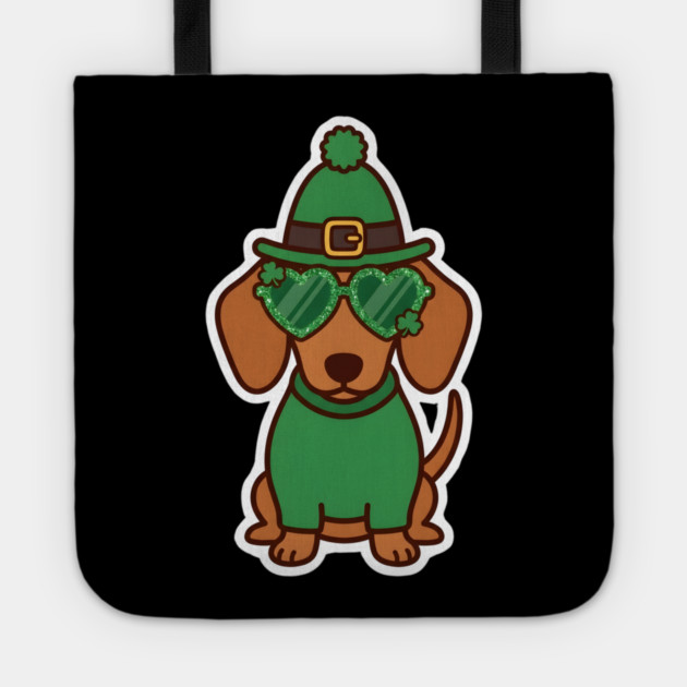 Funny Dachshund Dog Leprechaun For St Patrick's Day Tote by Creatifly Graphic Tees