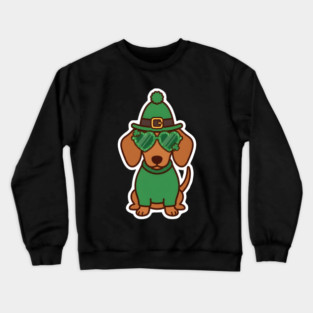 Funny Dachshund Dog Leprechaun For St Patrick's Day Crewneck Sweatshirt
