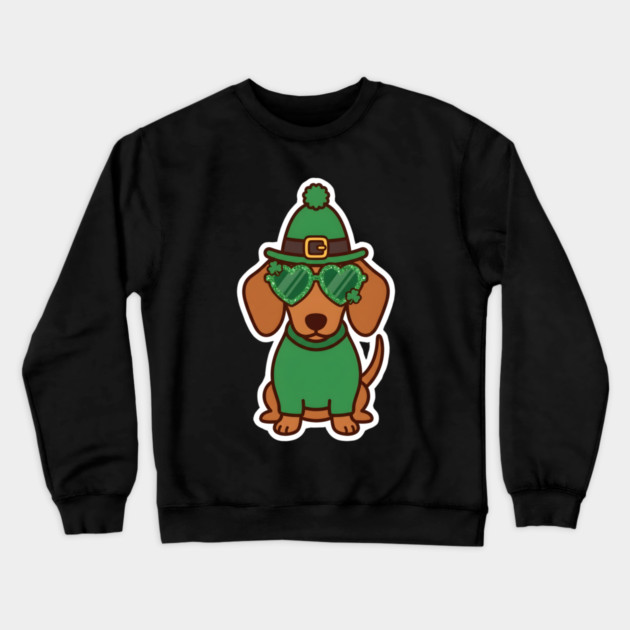 Funny Dachshund Dog Leprechaun For St Patrick's Day Crewneck Sweatshirt by Creatifly Graphic Tees