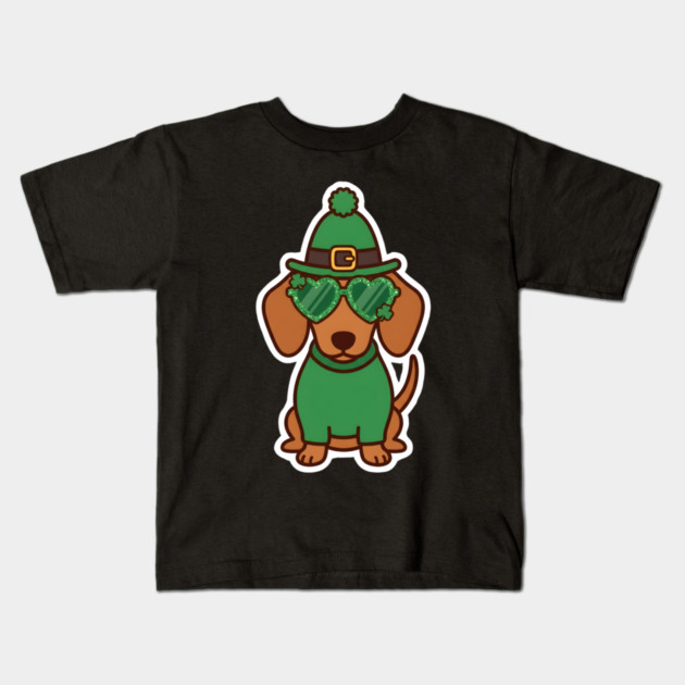 Funny Dachshund Dog Leprechaun For St Patrick's Day Kids T-Shirt by Creatifly Graphic Tees