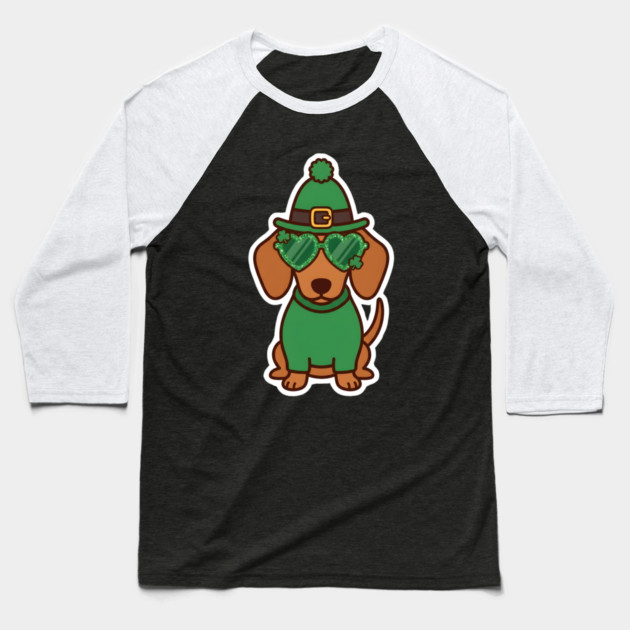 Funny Dachshund Dog Leprechaun For St Patrick's Day Baseball T-Shirt by Creatifly Graphic Tees
