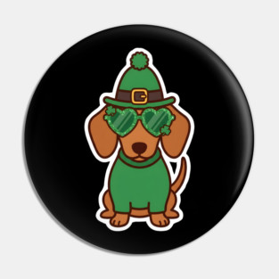 Funny Dachshund Dog Leprechaun For St Patrick's Day Pin
