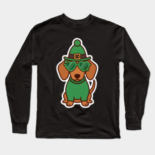Funny Dachshund Dog Leprechaun For St Patrick's Day Long Sleeve T-Shirt