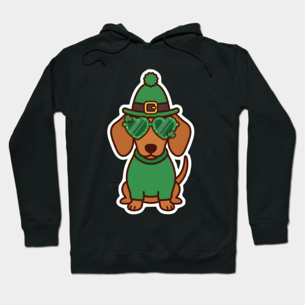 Funny Dachshund Dog Leprechaun For St Patrick's Day Hoodie by Creatifly Graphic Tees