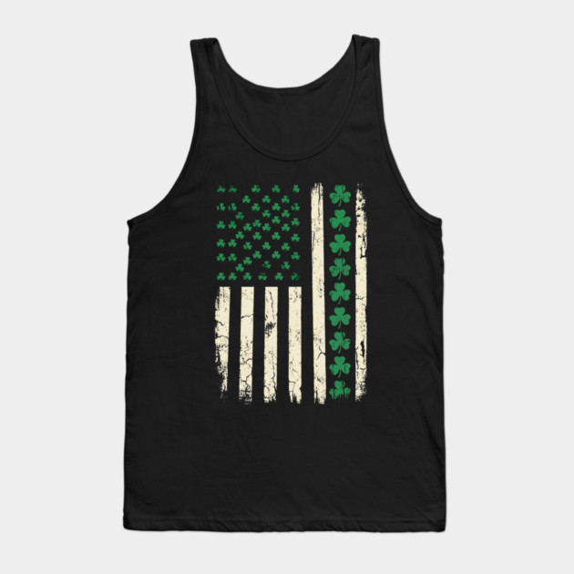 US American Flag with Shamrocks for St Patricks Day Tank Top by Creatifly Graphic Tees