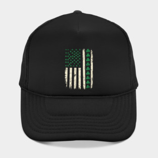 US American Flag with Shamrocks for St Patricks Day Hat
