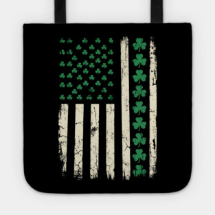 US American Flag with Shamrocks for St Patricks Day Tote