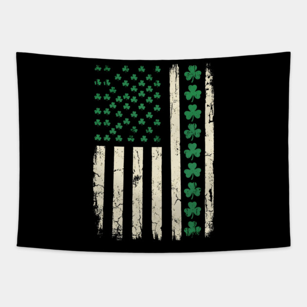 US American Flag with Shamrocks for St Patricks Day Tapestry by Creatifly Graphic Tees