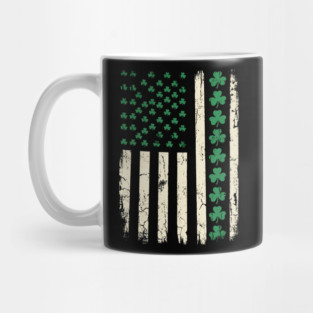 US American Flag with Shamrocks for St Patricks Day Mug
