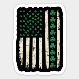 US American Flag with Shamrocks for St Patricks Day Magnet