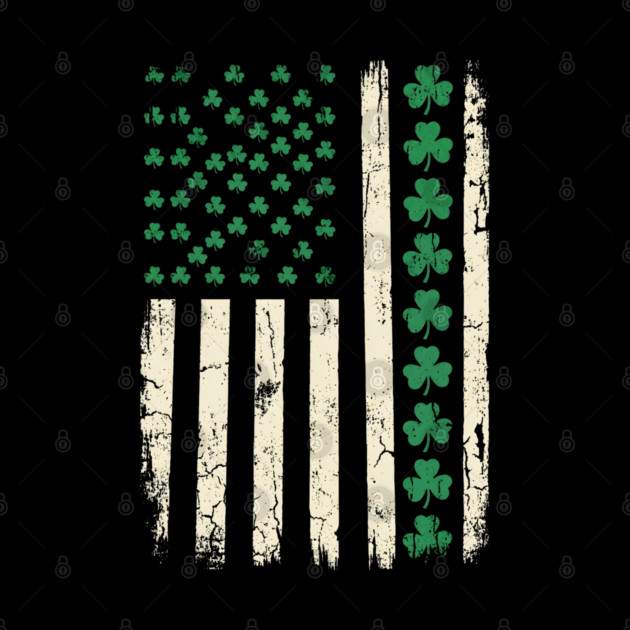 US American Flag with Shamrocks for St Patricks Day by Creatifly Graphic Tees