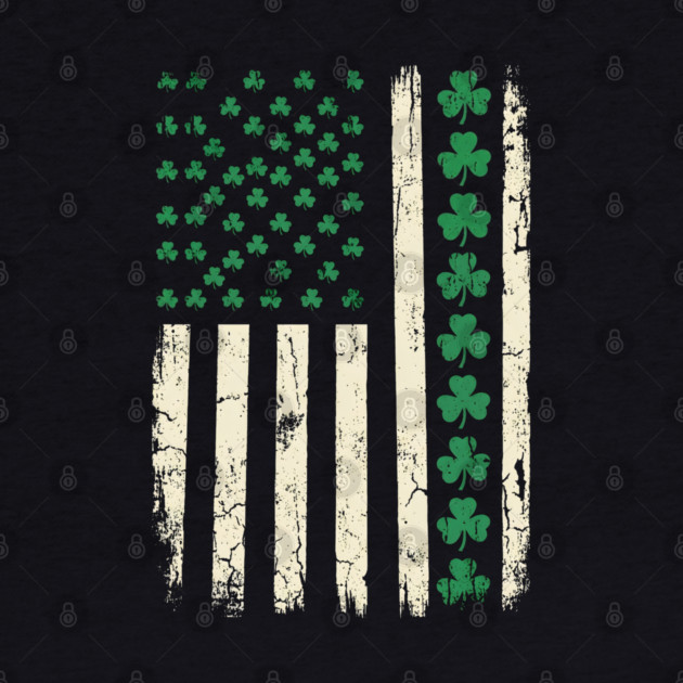 US American Flag with Shamrocks for St Patricks Day by Creatifly Graphic Tees
