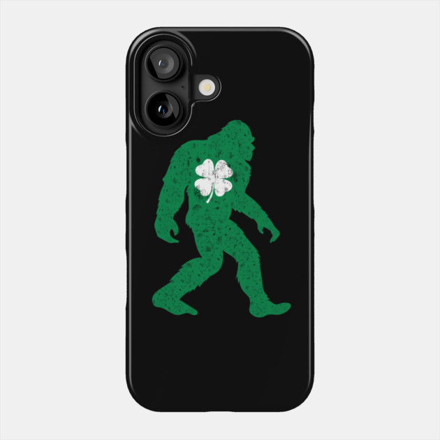 St Patricks Day Bigfoot Sasquatch Shamrock Phone Case by Creatifly Graphic Tees