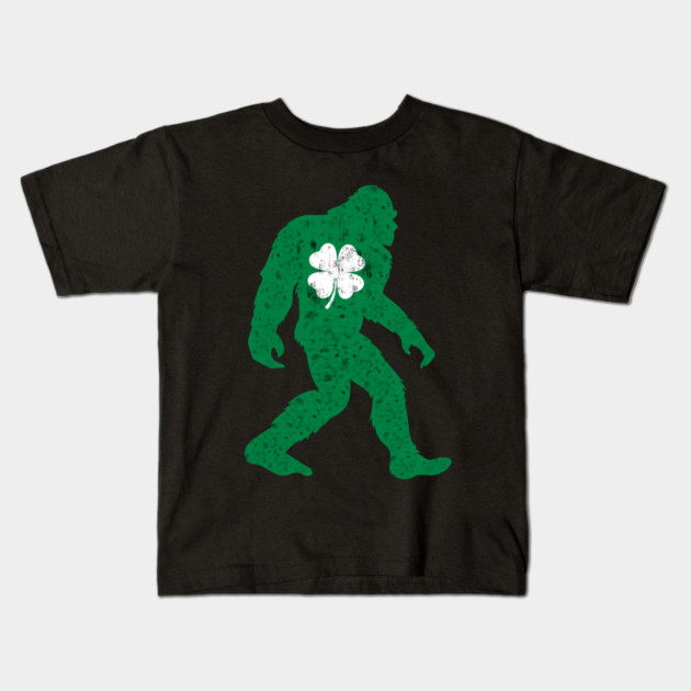 St Patricks Day Bigfoot Sasquatch Shamrock Kids T-Shirt by Creatifly Graphic Tees