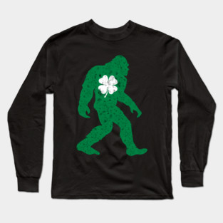 St Patricks Day Bigfoot Sasquatch Shamrock Long Sleeve T-Shirt