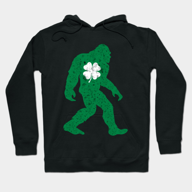 St Patricks Day Bigfoot Sasquatch Shamrock Hoodie by Creatifly Graphic Tees