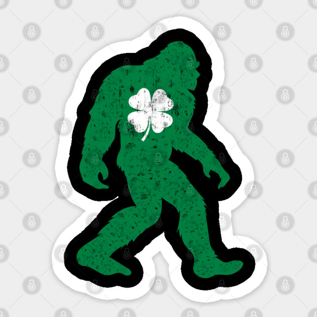 St Patricks Day Bigfoot Sasquatch Shamrock Sticker by Creatifly Graphic Tees