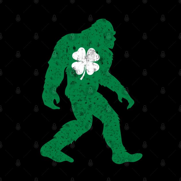 St Patricks Day Bigfoot Sasquatch Shamrock by Creatifly Graphic Tees