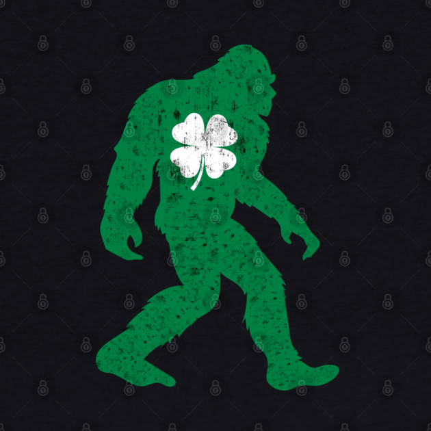 St Patricks Day Bigfoot Sasquatch Shamrock by Creatifly Graphic Tees