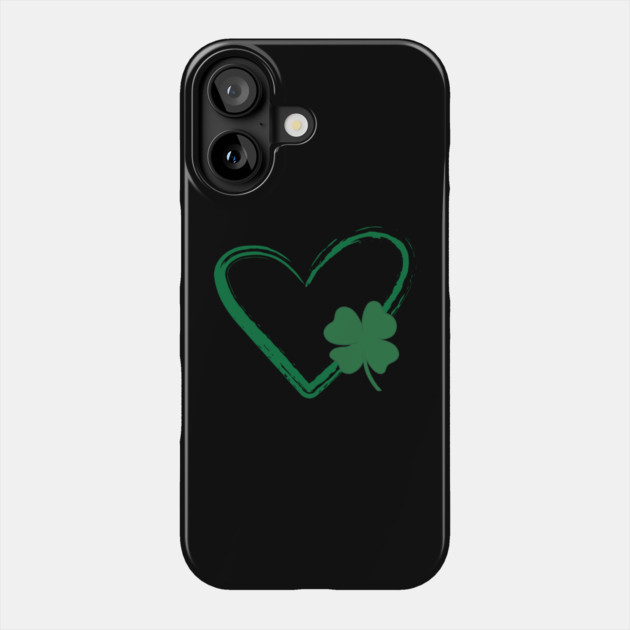 Lucky Shamrock Heart Phone Case by Creatifly Graphic Tees