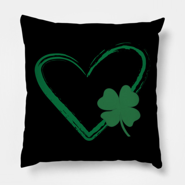 Lucky Shamrock Heart Pillow by Creatifly Graphic Tees