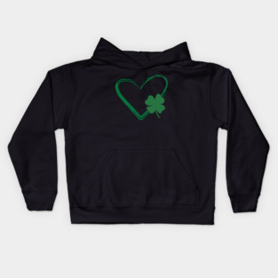 Lucky Shamrock Heart Kids Hoodie