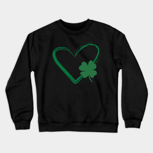 Lucky Shamrock Heart Crewneck Sweatshirt by Creatifly Graphic Tees