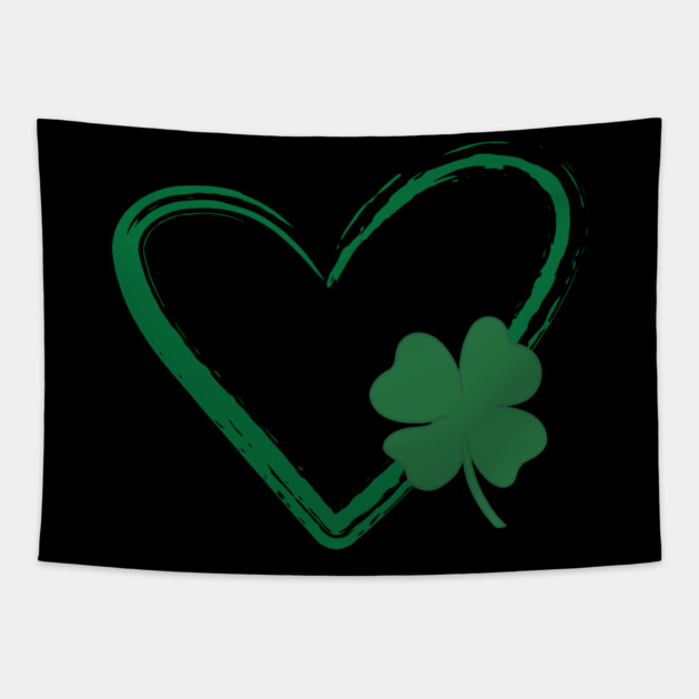 Lucky Shamrock Heart Tapestry by Creatifly Graphic Tees