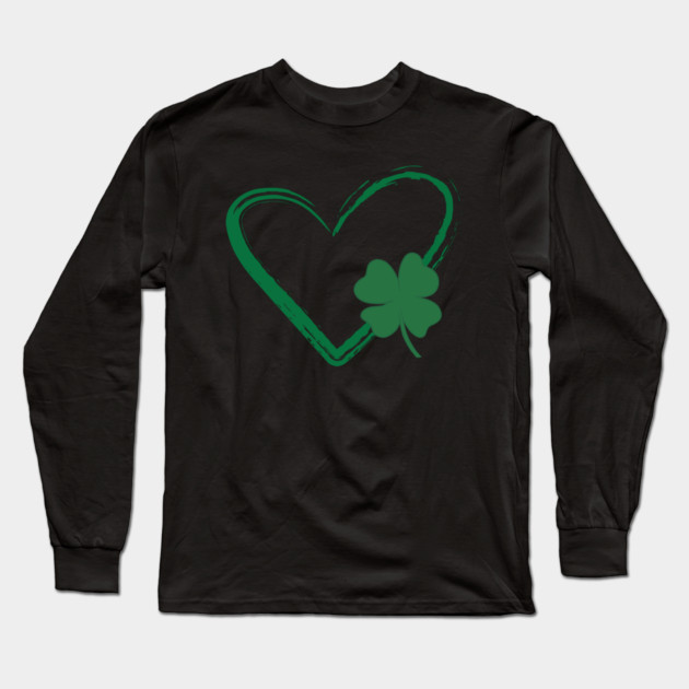 Lucky Shamrock Heart Long Sleeve T-Shirt by Creatifly Graphic Tees