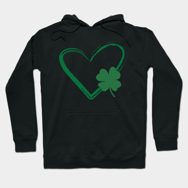 Lucky Shamrock Heart Hoodie by Creatifly Graphic Tees