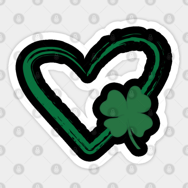 Lucky Shamrock Heart Sticker by Creatifly Graphic Tees