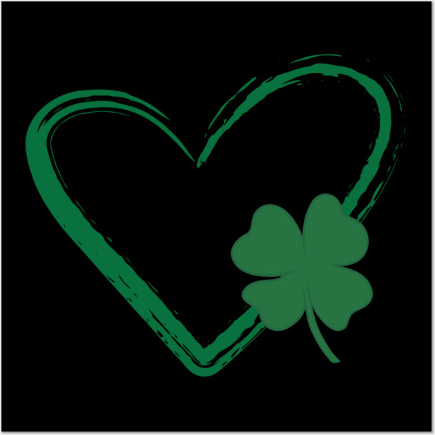 Lucky Shamrock Heart Wall Art by Creatifly Graphic Tees