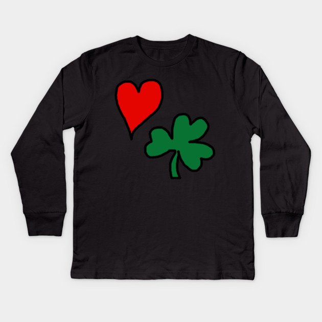 Valentine's Day St Patrick's Day Kids Long Sleeve T-Shirt by Creatifly Graphic Tees