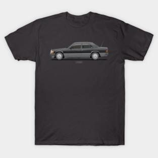 190E W201 Sportline Black – 90s German Sedan Illustration T-Shirt