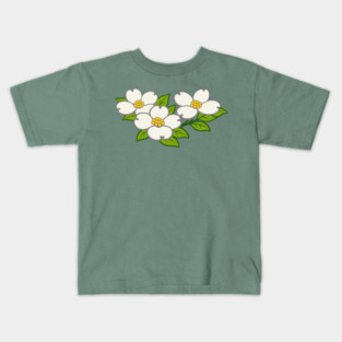 White Dogwood Flowers – Southern Spring Botanical Art Kids T-Shirt