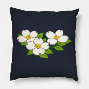 White Dogwood Flowers – Southern Spring Botanical Art Pillow