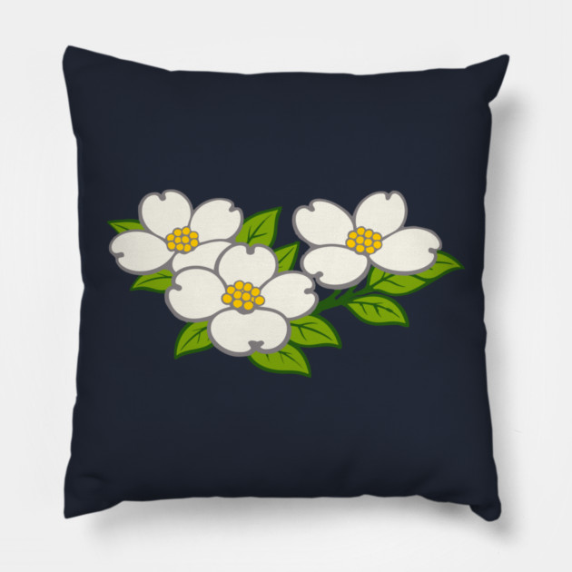 White Dogwood Flowers – Southern Spring Botanical Art Pillow by DonWillisJrArt