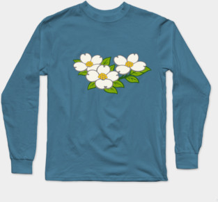 White Dogwood Flowers – Southern Spring Botanical Art Long Sleeve T-Shirt