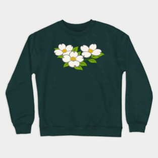 White Dogwood Flowers – Southern Spring Botanical Art Crewneck Sweatshirt