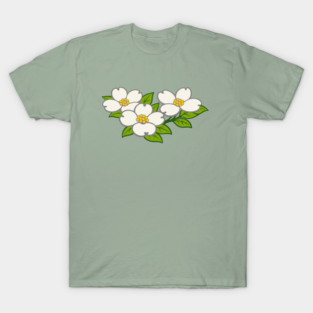 White Dogwood Flowers – Southern Spring Botanical Art T-Shirt