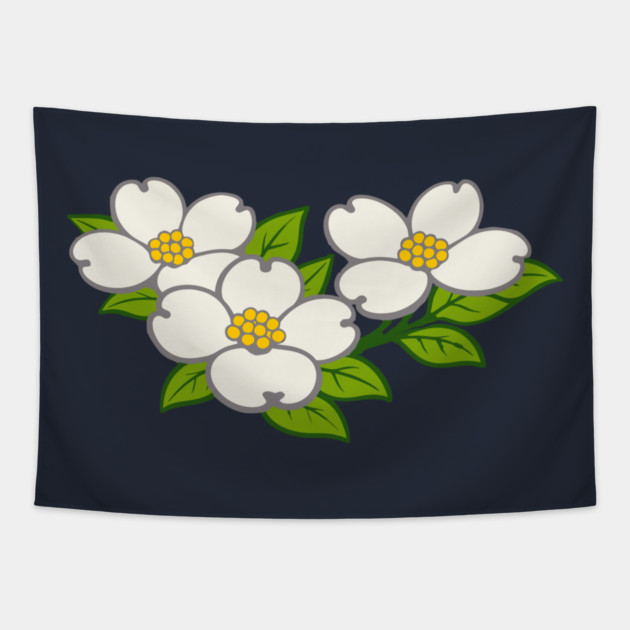 White Dogwood Flowers – Southern Spring Botanical Art Tapestry by DonWillisJrArt